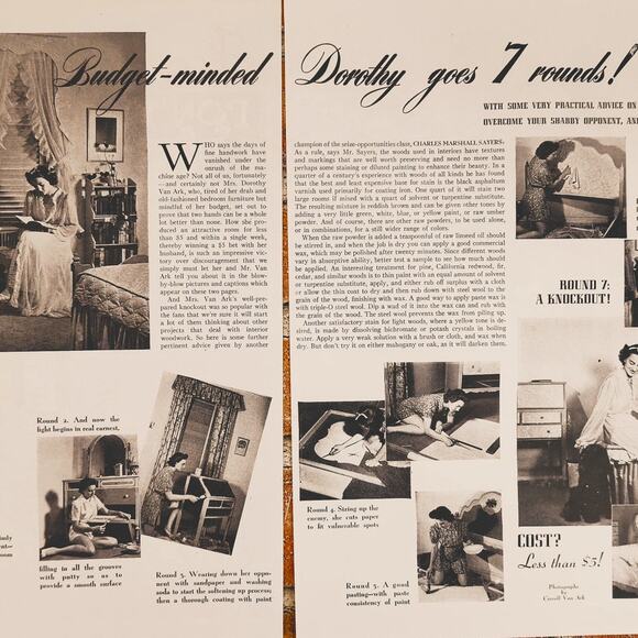 1942 Vintage 2-Page Print Article - "Budget Minded‎ Dorothy Goes 7 Rounds!" - Picture 1 of 7